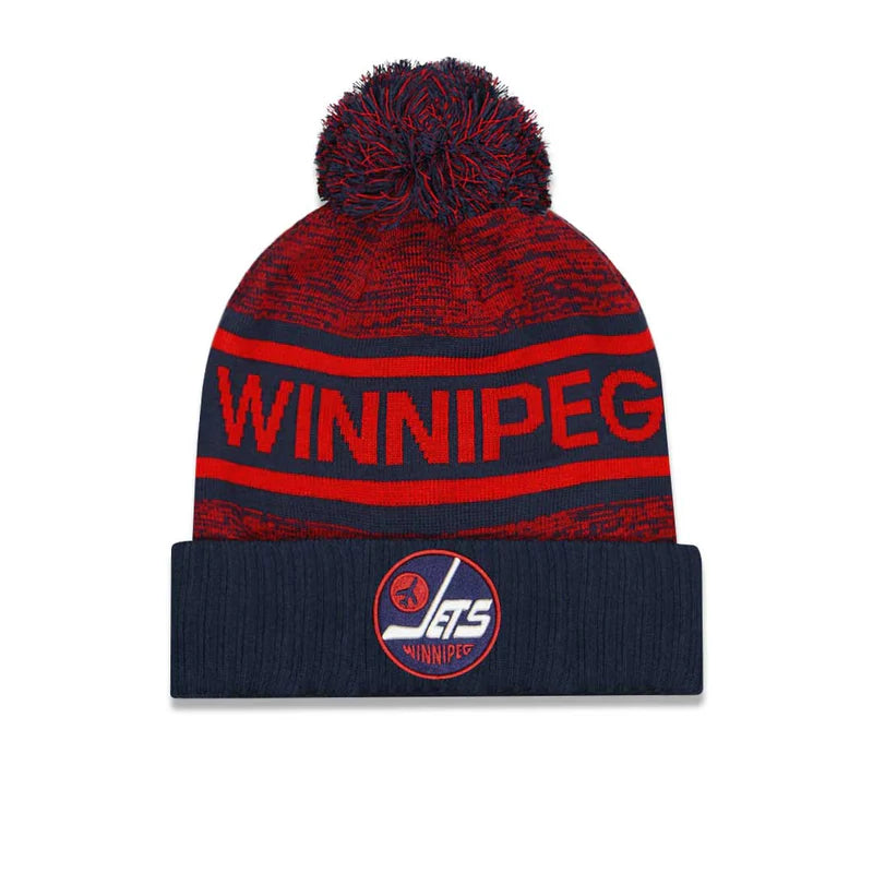 NHL Knit Hat Authentic Pro Rink Cuffed Heathered Cuff Pom 2023 Winnipeg Jets
