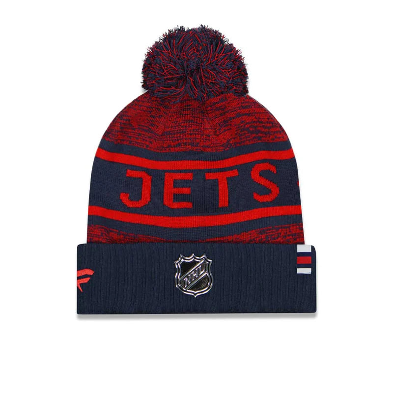 NHL Knit Hat Authentic Pro Rink Cuffed Heathered Cuff Pom 2023 Winnipeg Jets