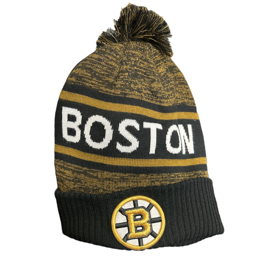 NHL Knit Hat Authentic Pro Rink Cuffed Heathered Cuff Pom 2023 Bruins