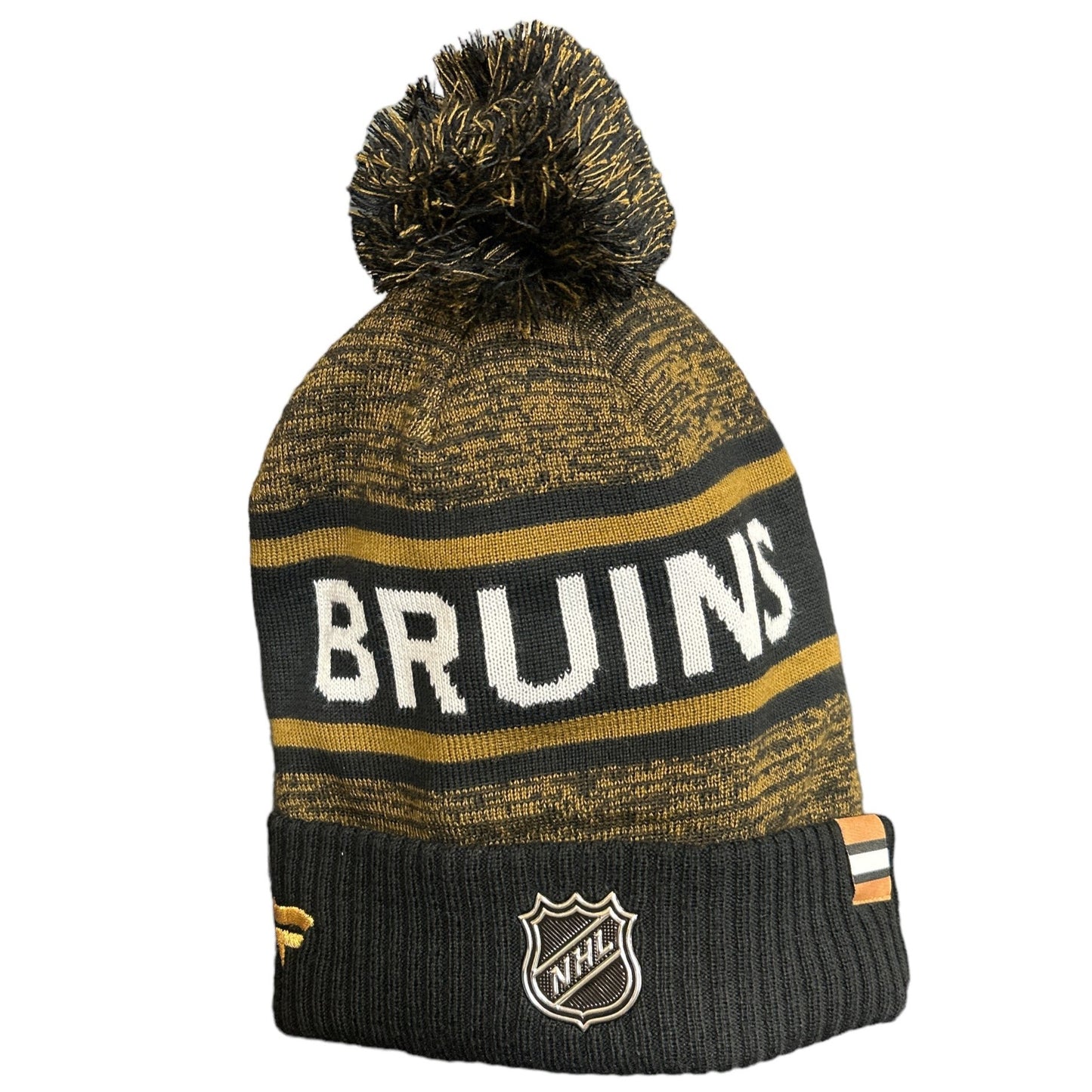 NHL Knit Hat Authentic Pro Rink Cuffed Heathered Cuff Pom 2023 Bruins