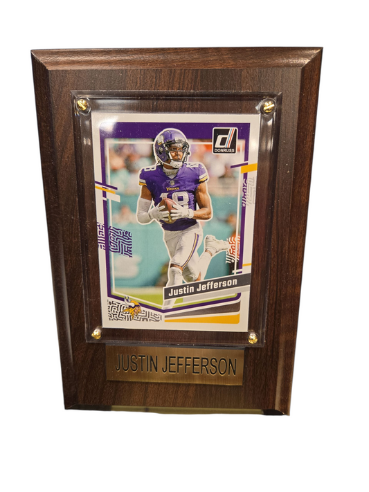 NFL Collectible Plaque with Card 4x6 Donruss Home Justin Jefferson Vikings