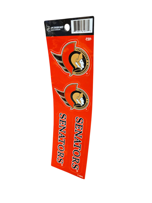 NHL 4Pc Sticker Sheet Senators