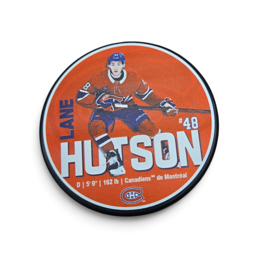 NHL Player Puck Design Lane Hutson Canadiens