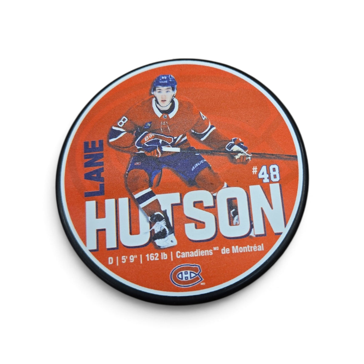 NHL Player Puck Design Lane Hutson Canadiens