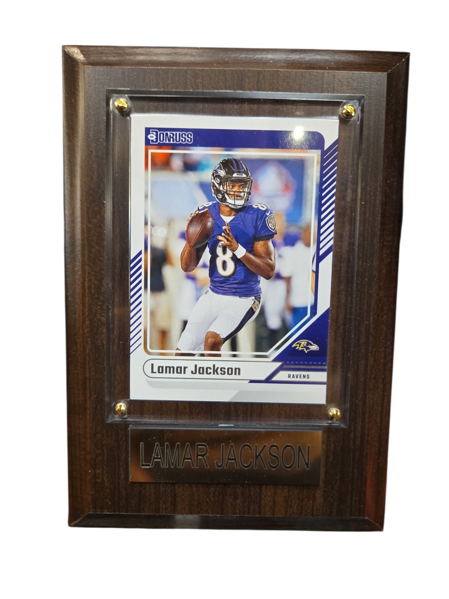 NFL Collectible Plaque with Card 4x6 Donruss Home Lamar Jackson Ravens
