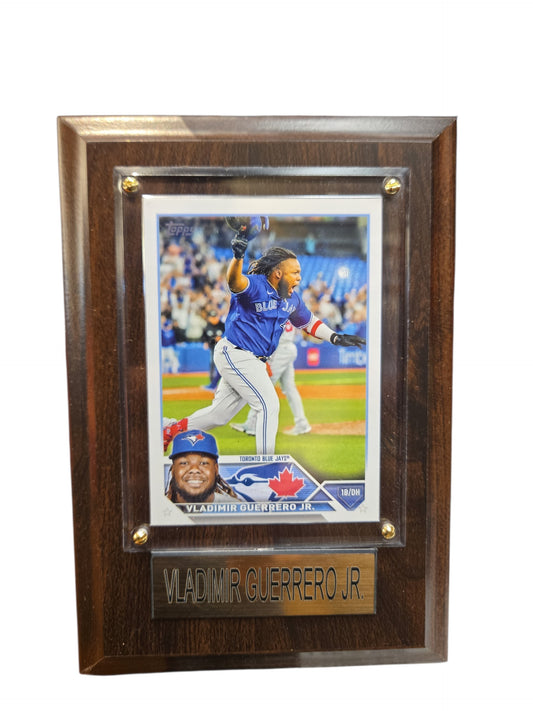 MLB Collectible Plaque with Card 4x6 Excited Vladimir Guerrero Jr. Blue Jays