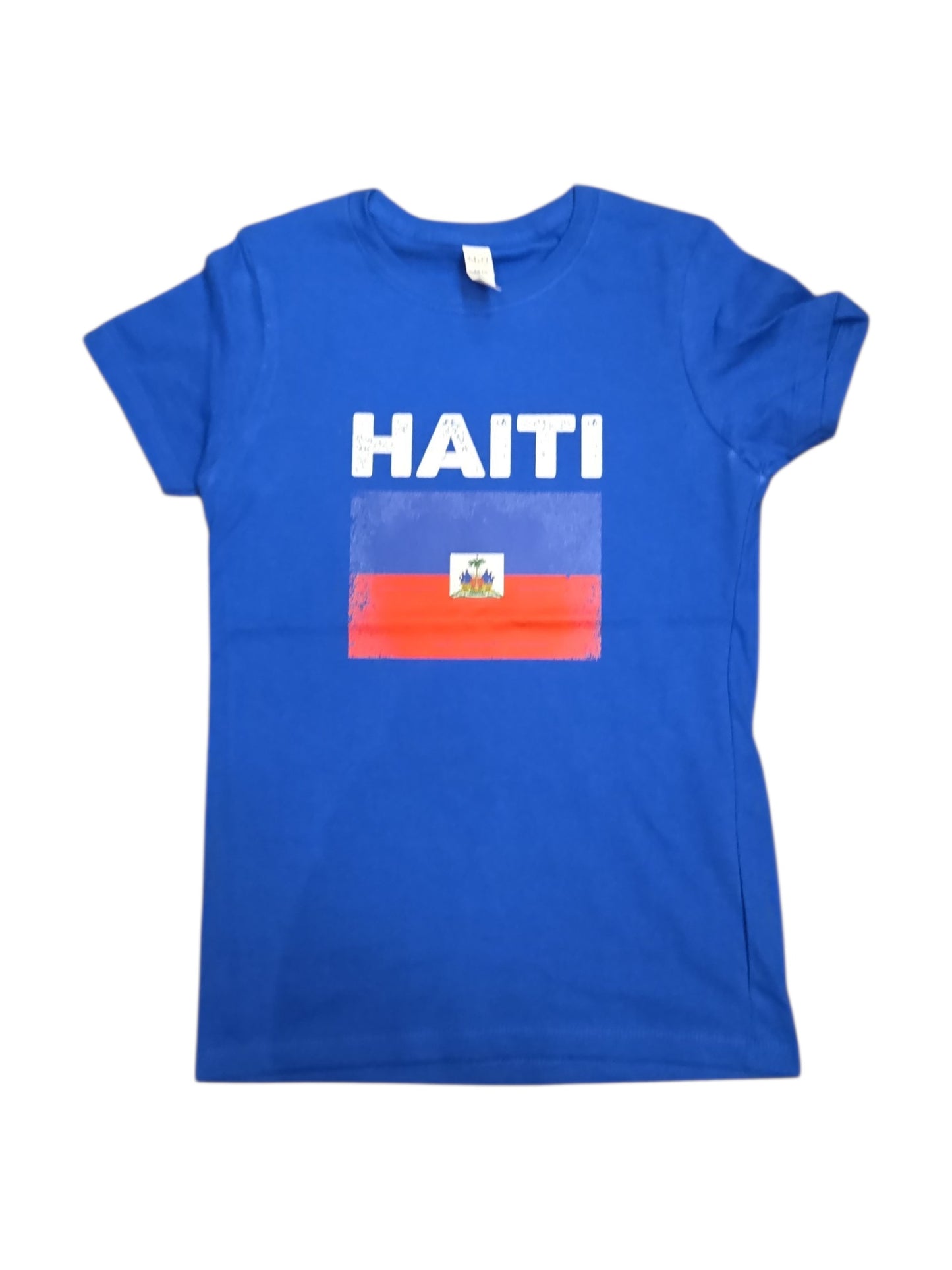 Country Ladies T-Shirt Distressed Flag Haiti
