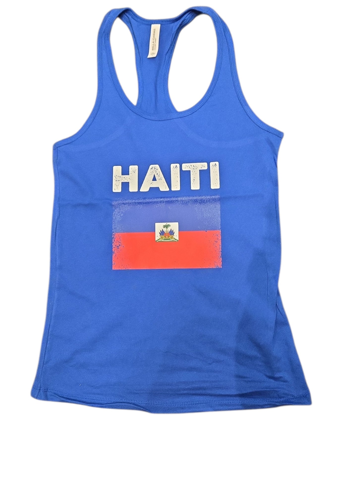 Country Ladies Racerback Tank Top Distressed Flag Haiti
