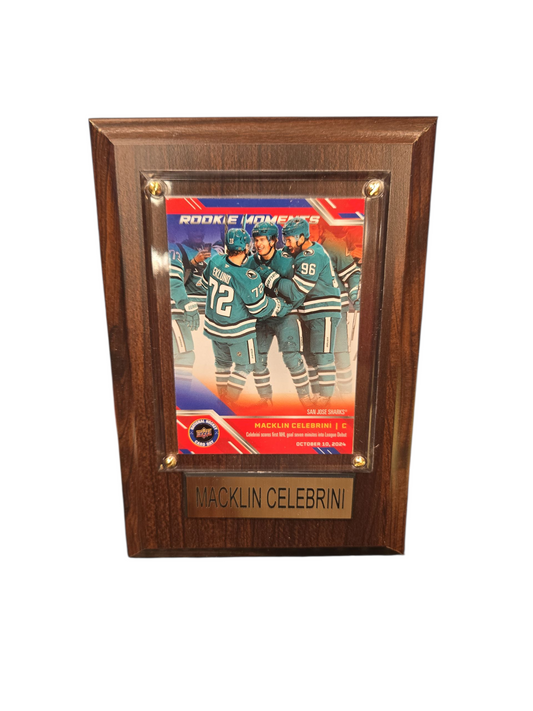 NHL Collectible Plaque with Card 4x6 Macklin Celebrini Sharks