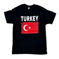 Country T-Shirt Distressed Flag Turkey (Black)