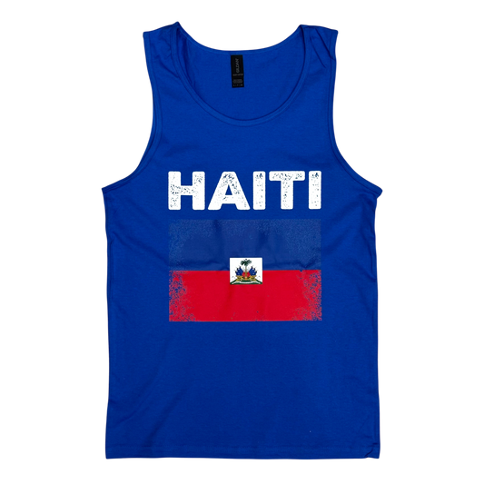 Country Men's Tank Top Distressed Flag Haiti
