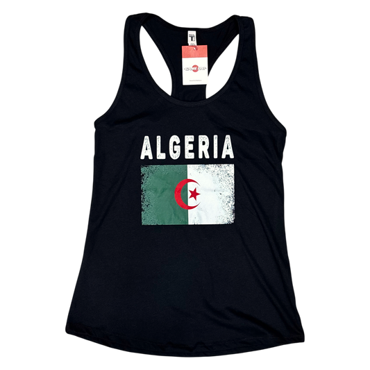 Country Ladies Racerback Tank Top Distressed Flag Algeria