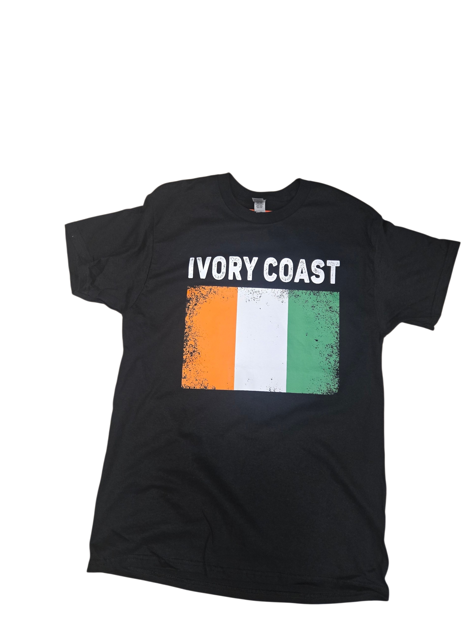 Country T-Shirt Distressed Flag Ivory Coast (Black)