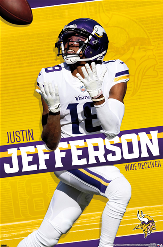 NFL Player Wall Poster Justin Jefferson Vikings