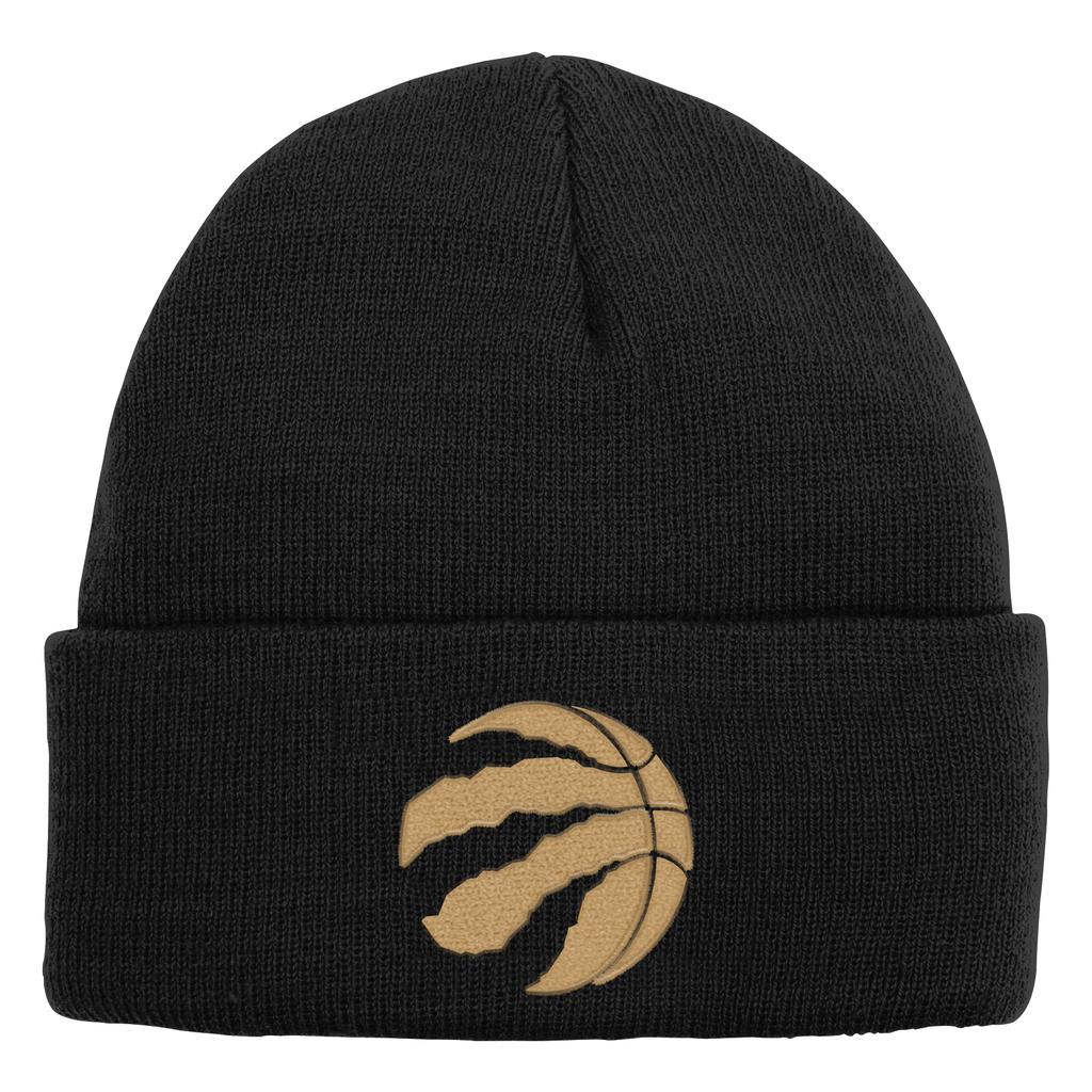 NBA Youth Knit Hat Black/Gold Cuffed Beanie Raptors