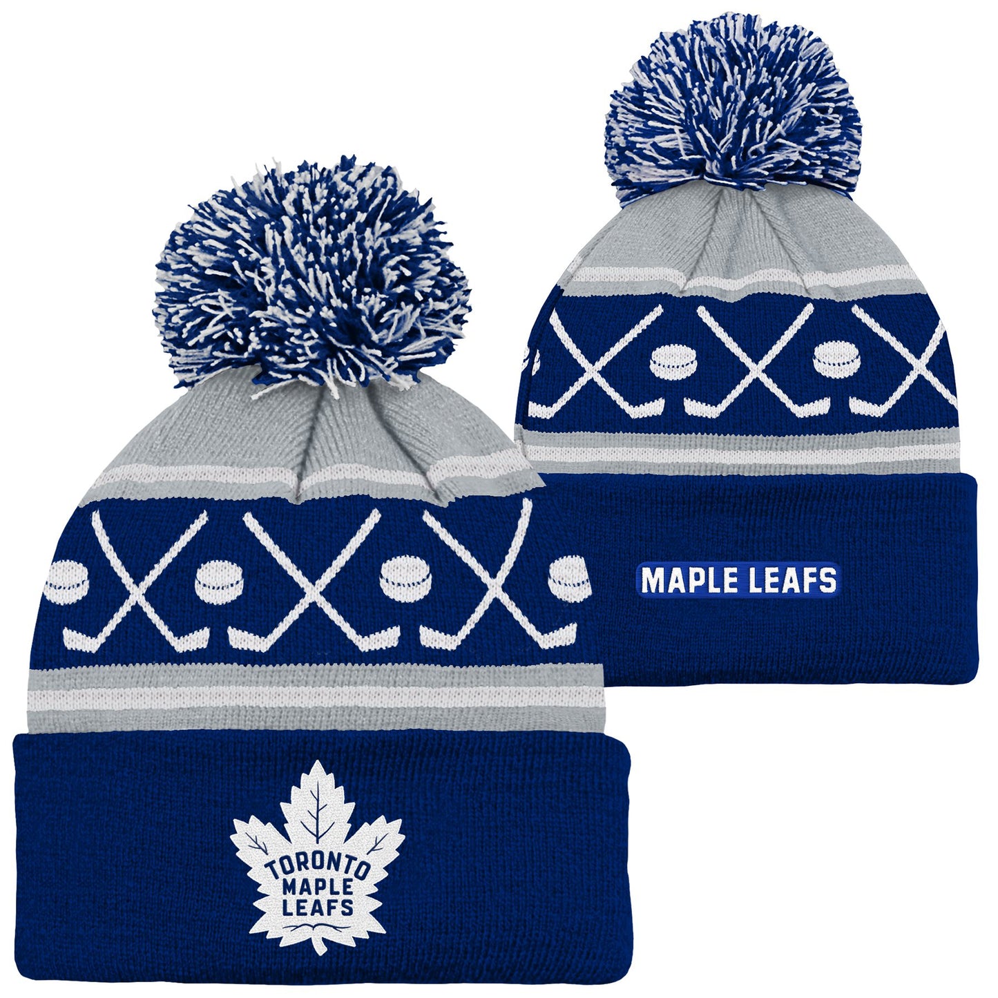 NHL Infant Knit Hat Face off Cuff Maple Leafs