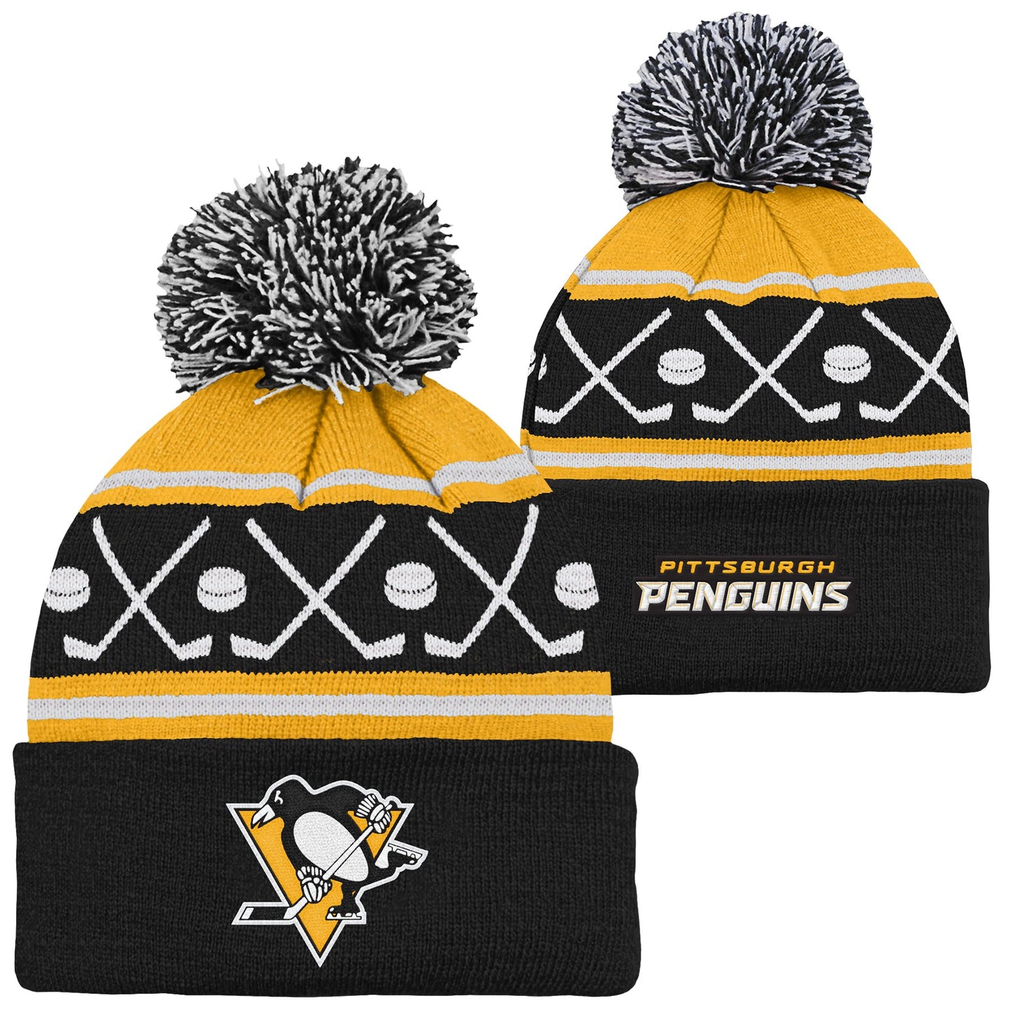 NHL Infant Knit Hat Face off Cuff Penguins