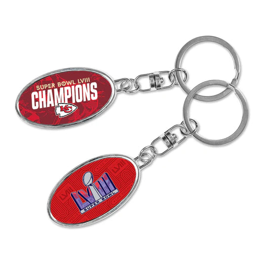 NFL Keychain Metal Spinner 2024 Super Bowl LVIII Champions Chiefs