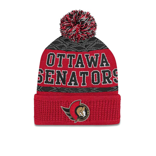 NHL Youth Knit Hat Puck Pattern Cuff Senators