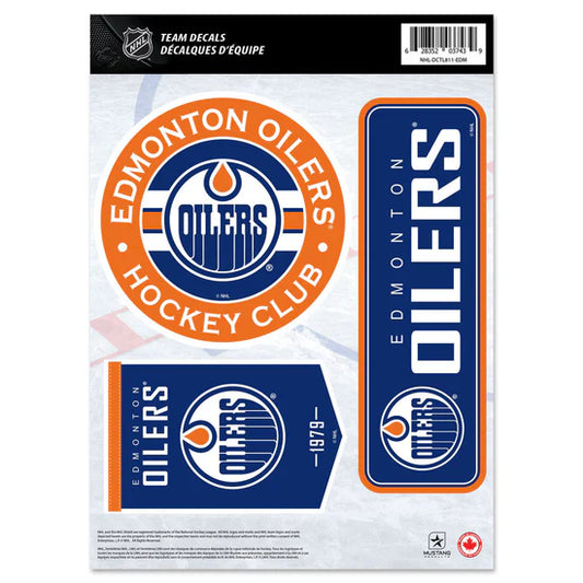 NHL Team Vinyl Decal Set Oilers