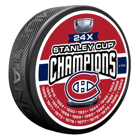 NHL Textured Puck  Montreal Canadiens 24x Champs