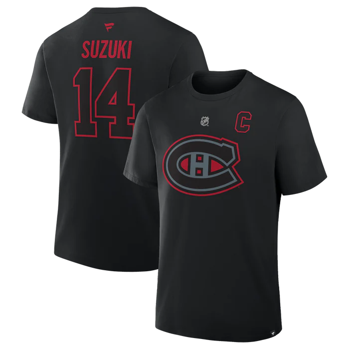 NHL Player T-Shirt Authentic Stack Nick Suzuki Canadiens (Black)