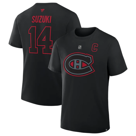 NHL Player T-Shirt Authentic Stack Nick Suzuki Canadiens (Black)