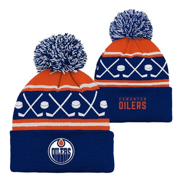 NHL Infant Knit Hat Face-Off Cuff Pom Oilers