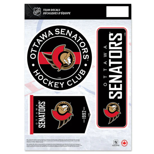 NHL Team Vinyl Decal Set Senators