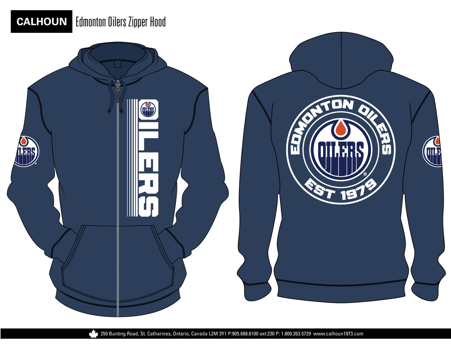 NHL Full Zip Hoodie "Est" Oilers
