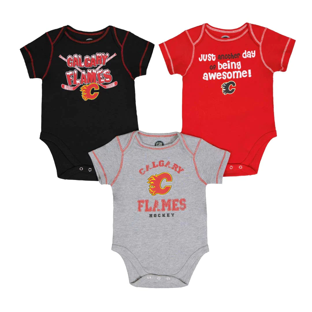 NHL Infant 3Pc Onesie Set Awesome Flames