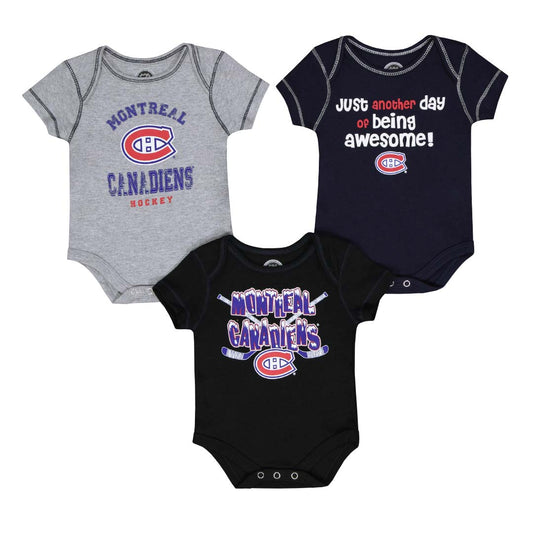 NHL Infant 3Pc Onesie Set Awesome Canadiens (Black)