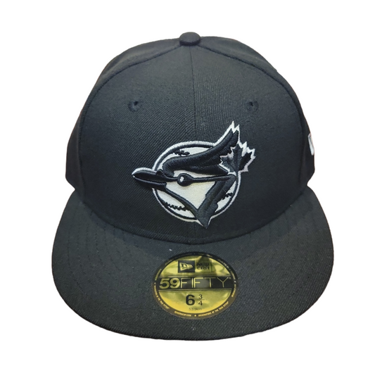 MLB Hat 5950 Throwback Logo Black And White Blue Jays