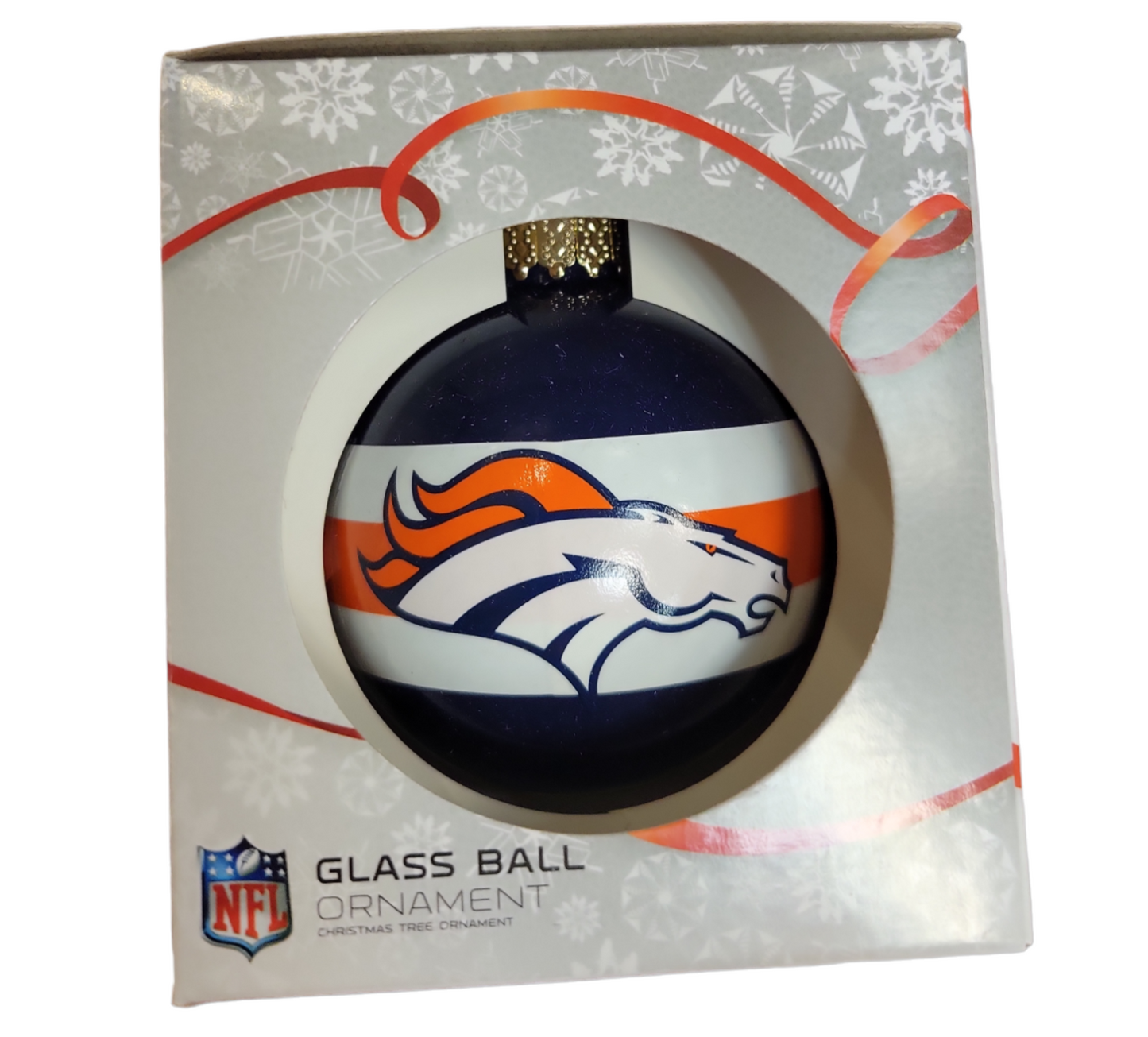 NFL Ornament Glass Ball Stripe Broncos