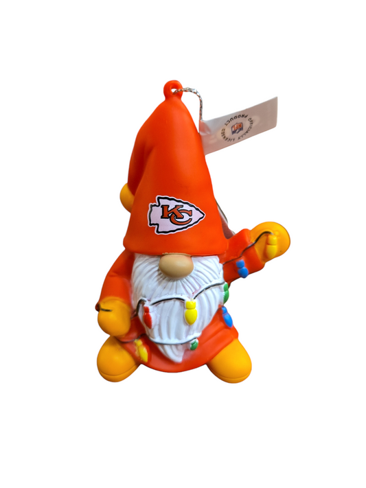 NFL Ornament Gnome With Lights Chiefs