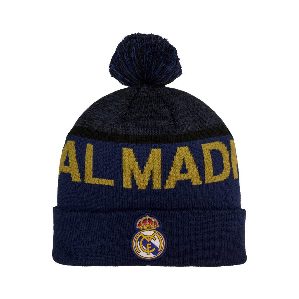 La Liga Knit Hat Black & Gold Pom Real Madrid CF