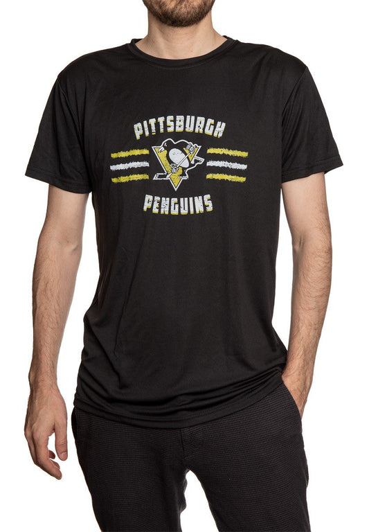 NHL T-Shirt Performance Rashguard Distressed Lines Penguins