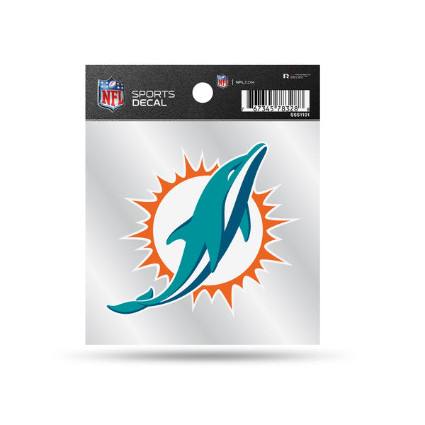 NFL Clear Backer Decal 4x4 Dolphins