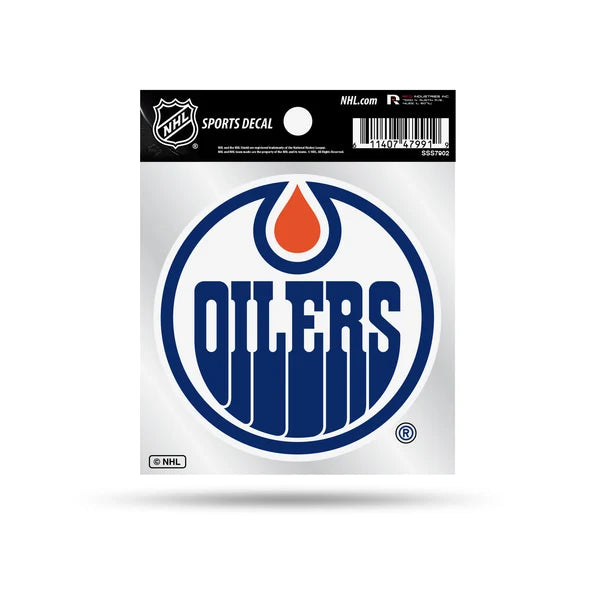 NHL Clear Backer Decal 4x4 Red Oilers