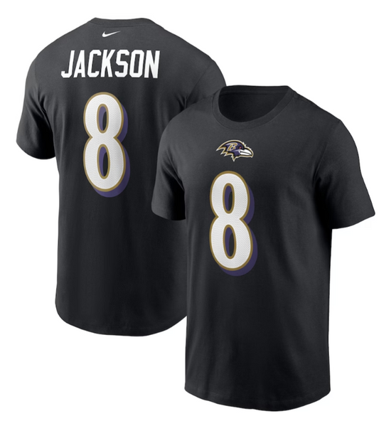 NFL Player T-Shirt Name And Number Lamar Jackson Ravens (Black)