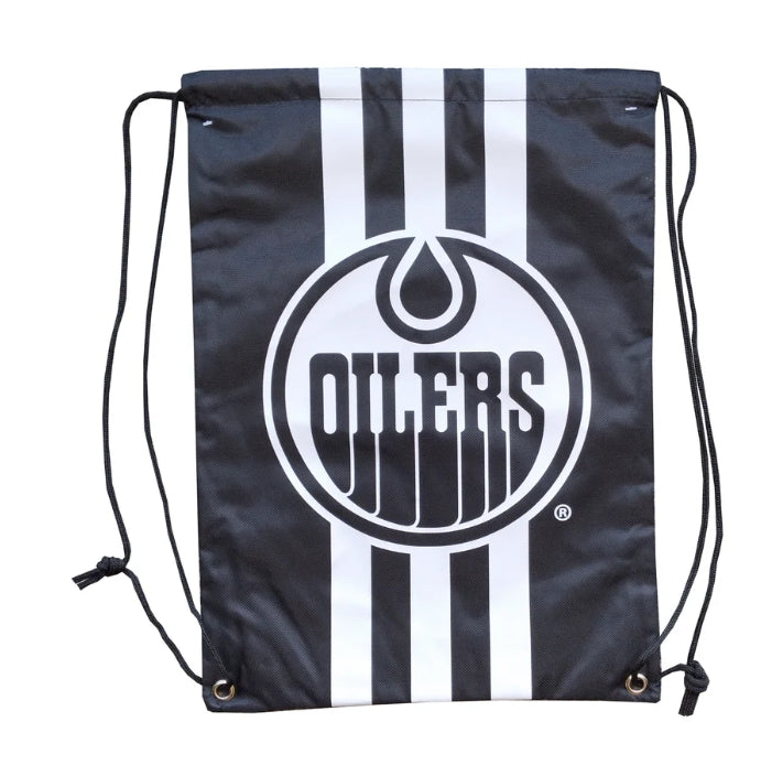 NHL Drawstring Bag Stripe Black and White Oilers