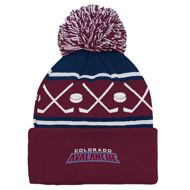 NHL Infant Knit Hat Face-Off Cuff Pom Avalanche