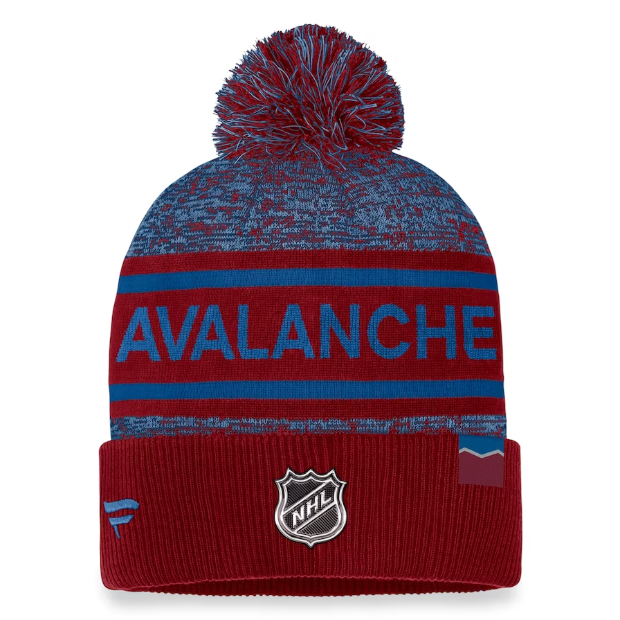 NHL Knit Hat Authentic Pro Rink Cuffed Heathered Cuff Pom 2023 Avalanche