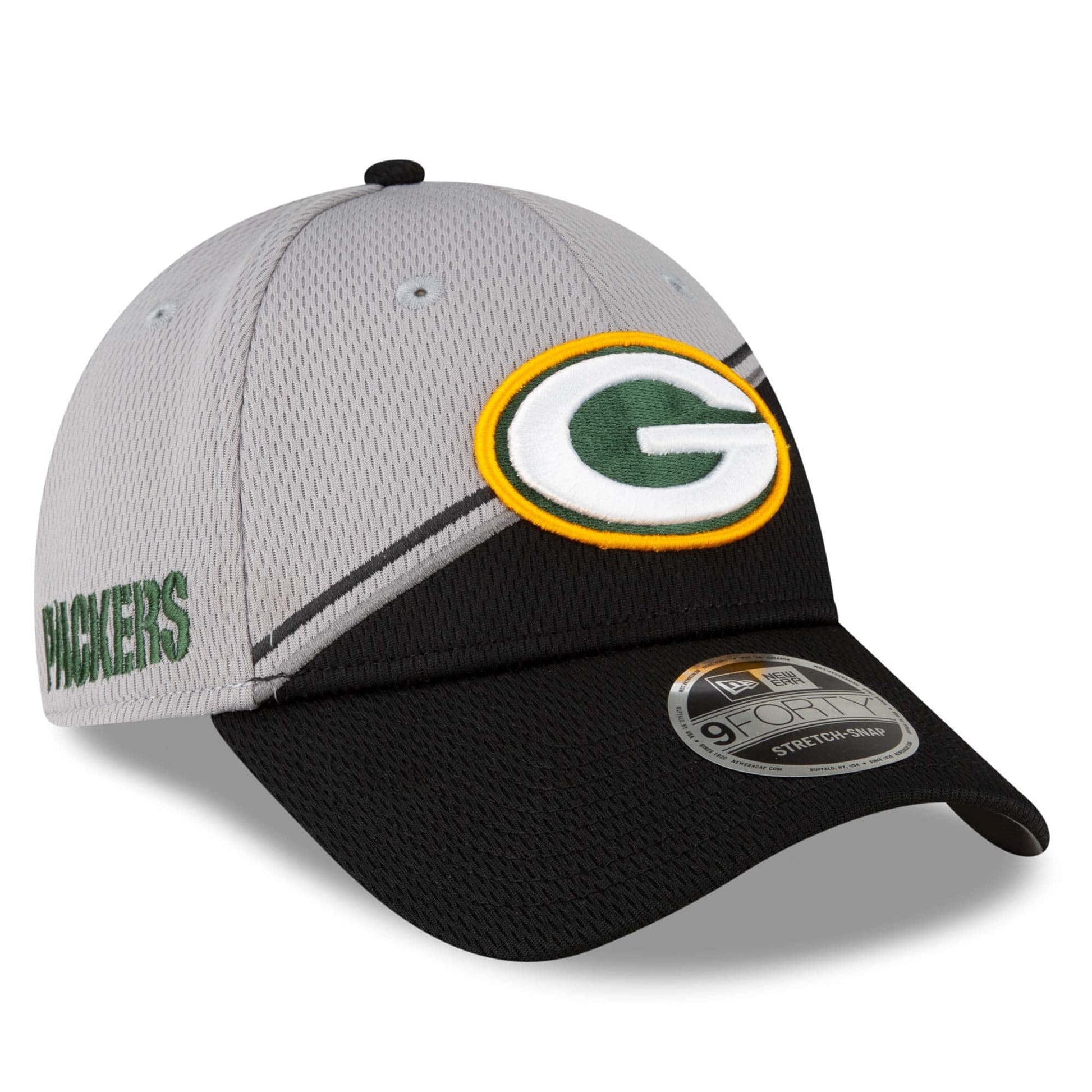 New Era 60178683 Green Bay Packers NFL Sideline Home Black 9Forty Stretch  Snap Cap