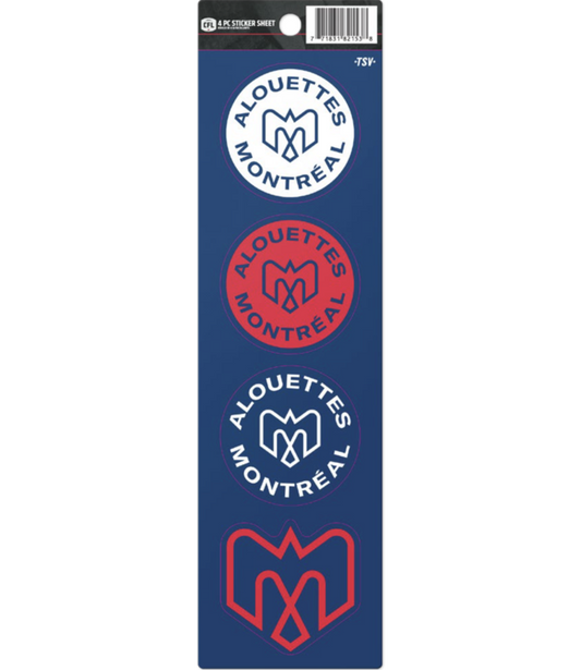 CFL 4Pc Sticker Sheet Alouettes