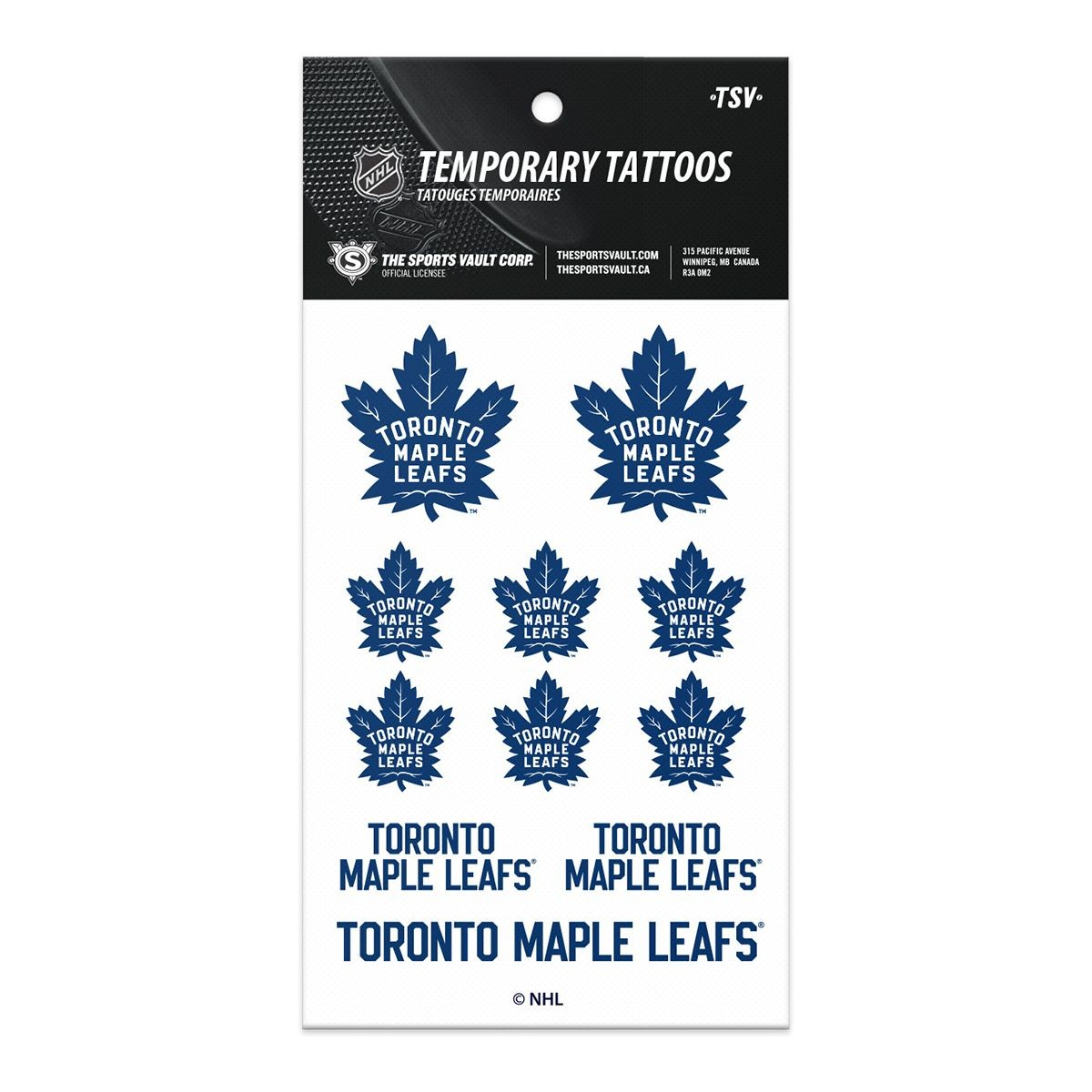 NHL Temporary Tattoo Sheet Maple Leafs