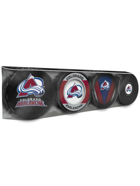 NHL 4 Pc Set Puck Collection Avalanche