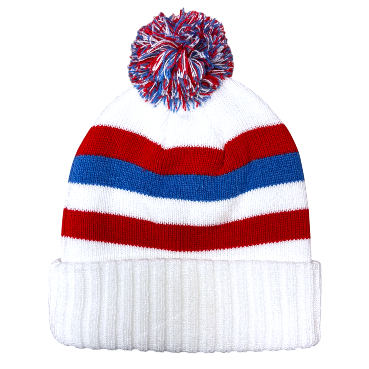 NHL Knit Hat Vintage Heavy White Striped Pillow Nordiques
