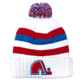 NHL Knit Hat Vintage Heavy White Striped Pillow Nordiques