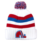 NHL Knit Hat Vintage Heavy White Striped Pillow Nordiques